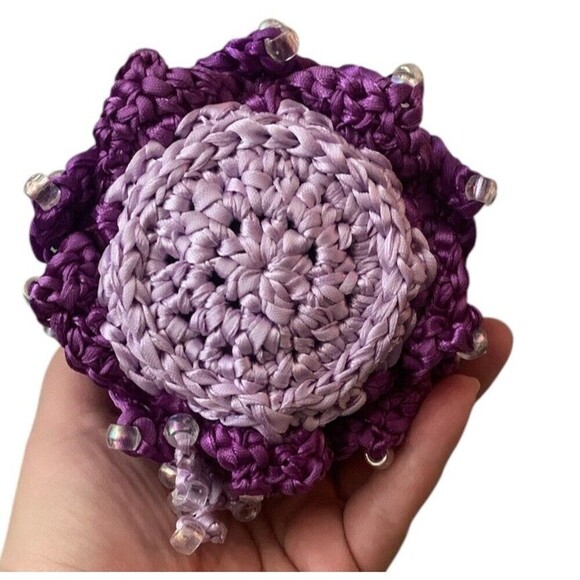 Dice Bag Large Dragon Scale Beaded Ren Faire Fantasy Dungeons Dragons RPG Purple - Picture 4 of 6